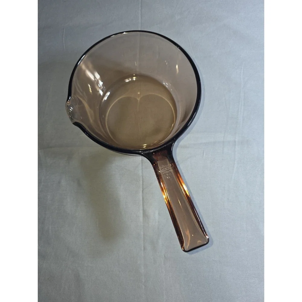 Vision Corning Ware Glass 1 Liter Saucepan Pot Pour Spout USA No Lid